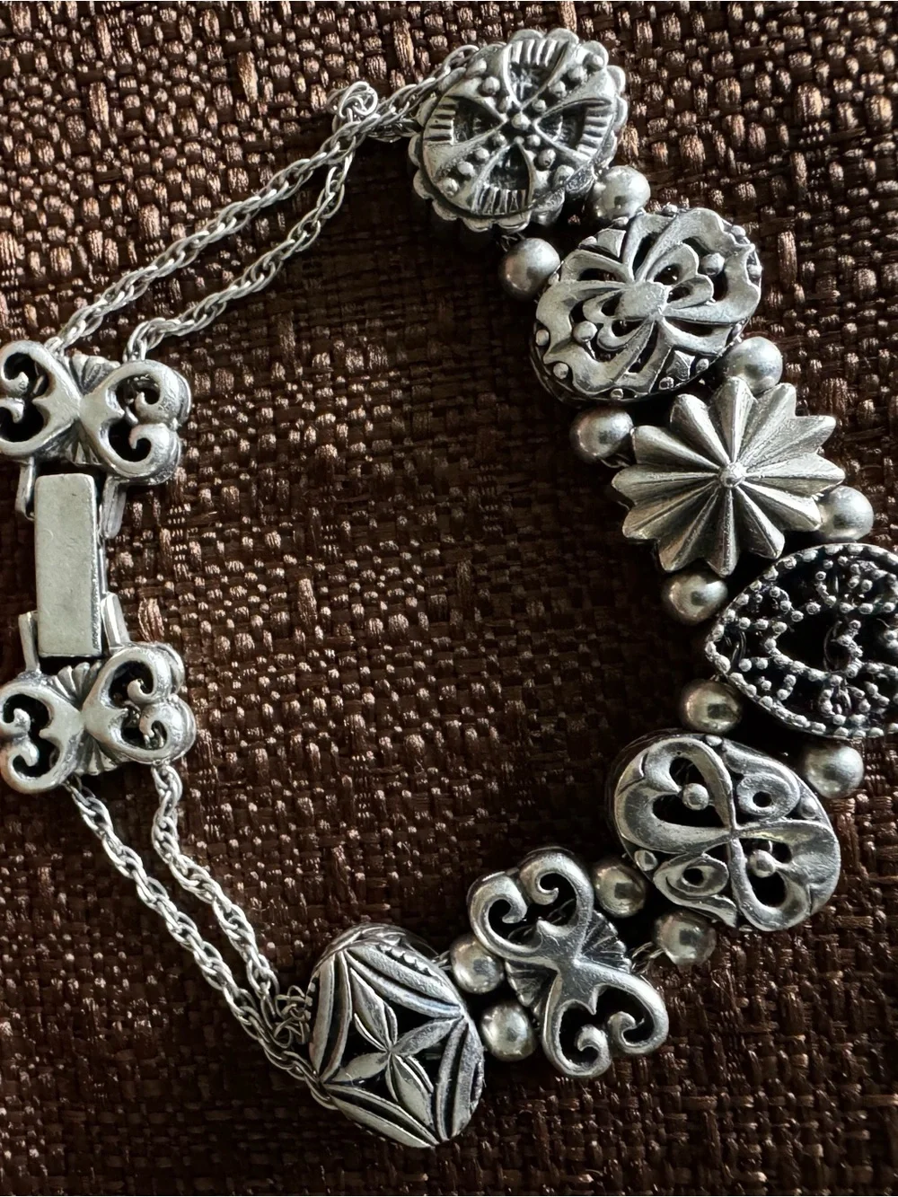 Silver Tone Decorative Charm Bracelet